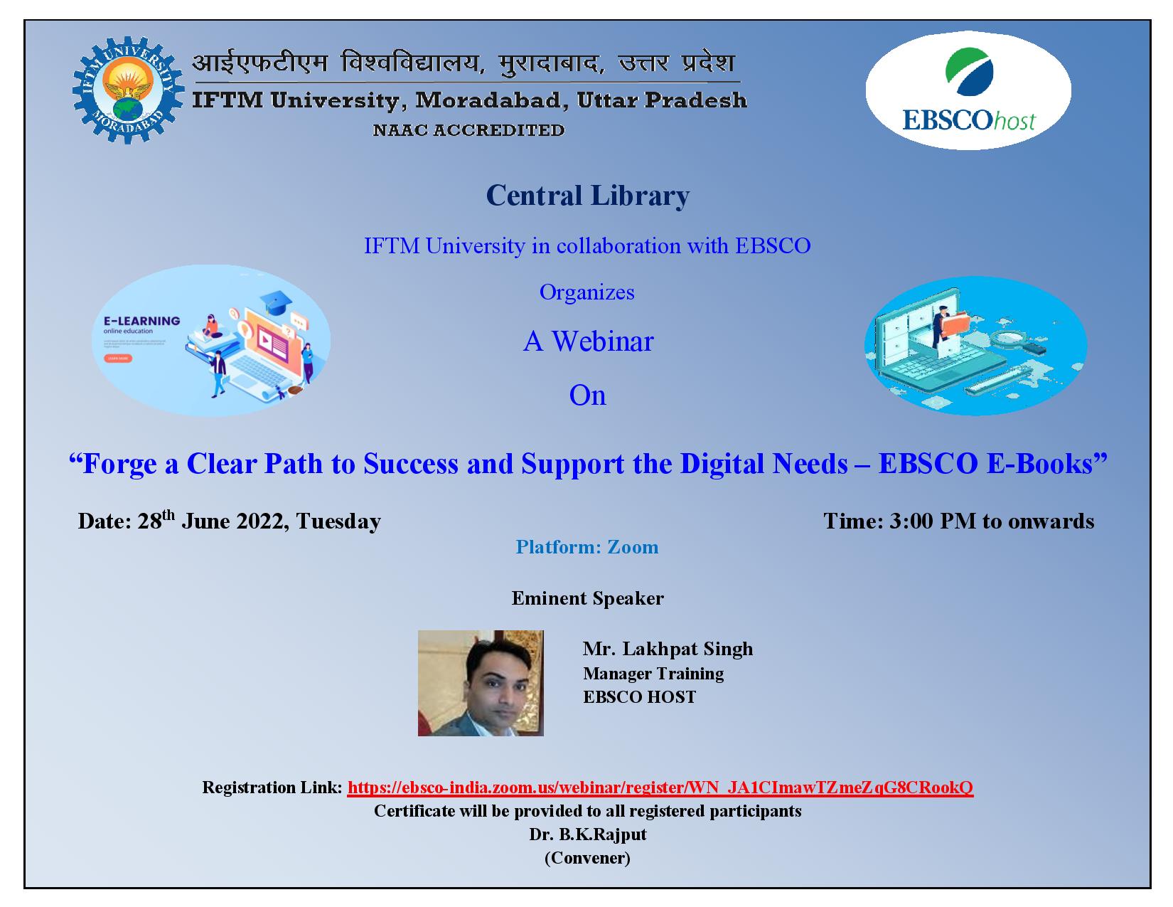 A Webinar on Forge a Clear Path to Success and Support the Digital Needs – EBSCO E-Books