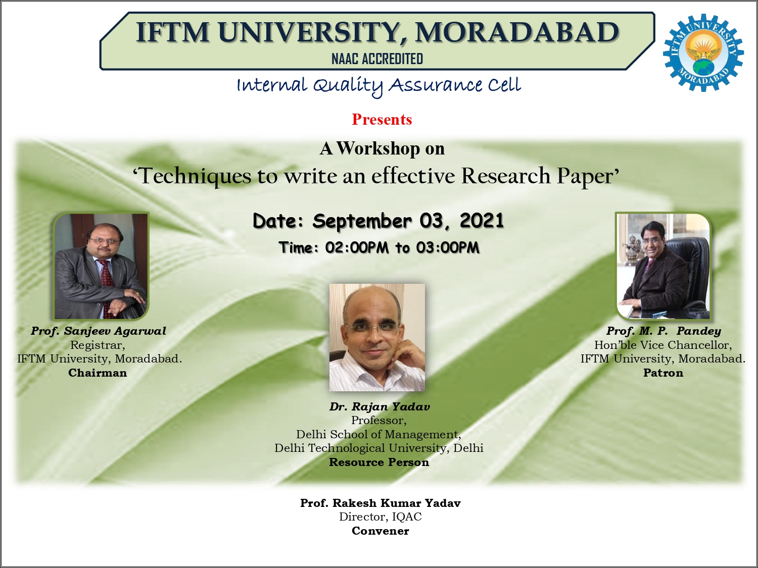Workshop on Techniques to write an effective Research Paper