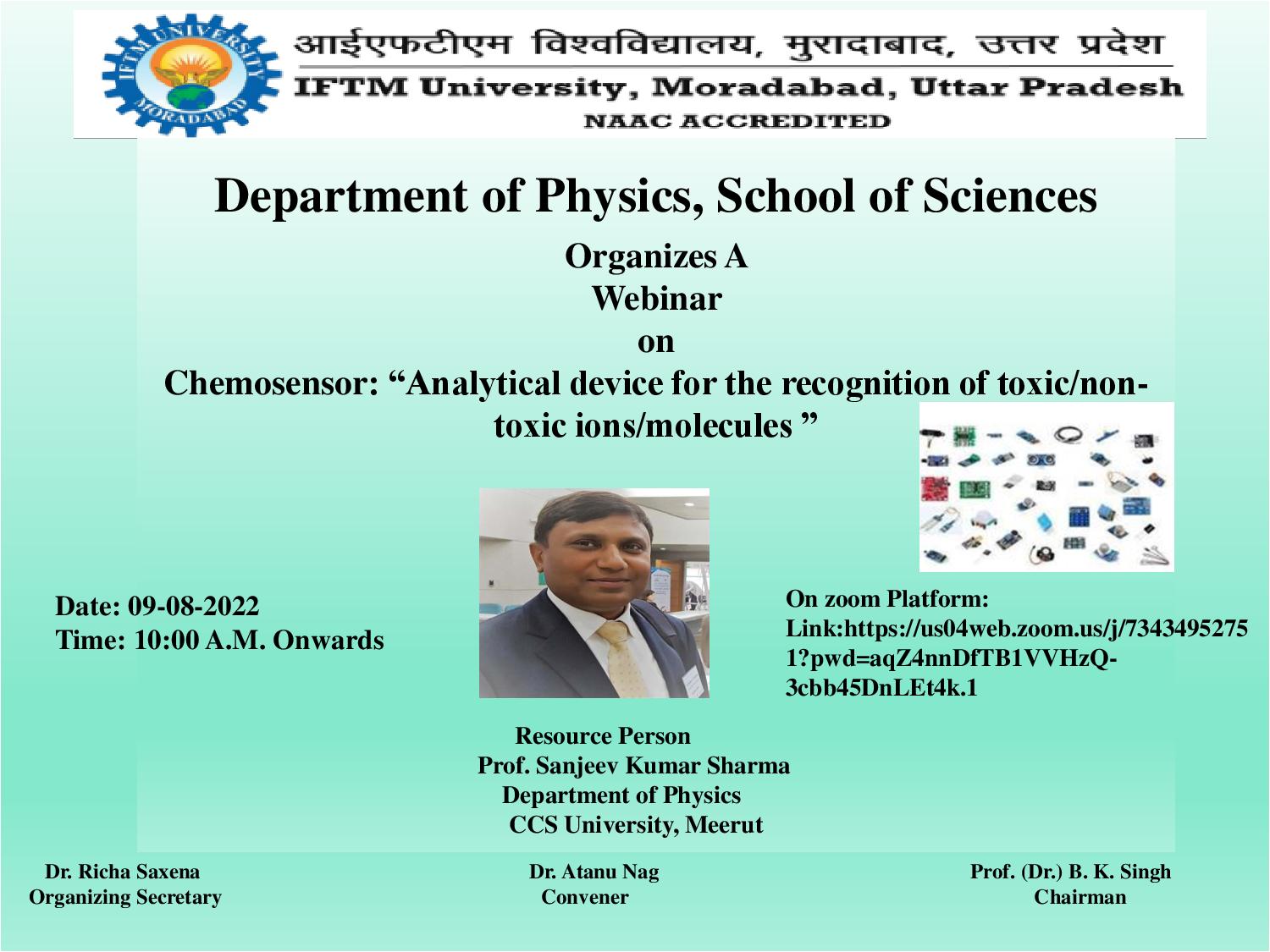 Webinar  on  Chemosensor: Analytical device for the recognition of toxic/non- toxic ions/molecules