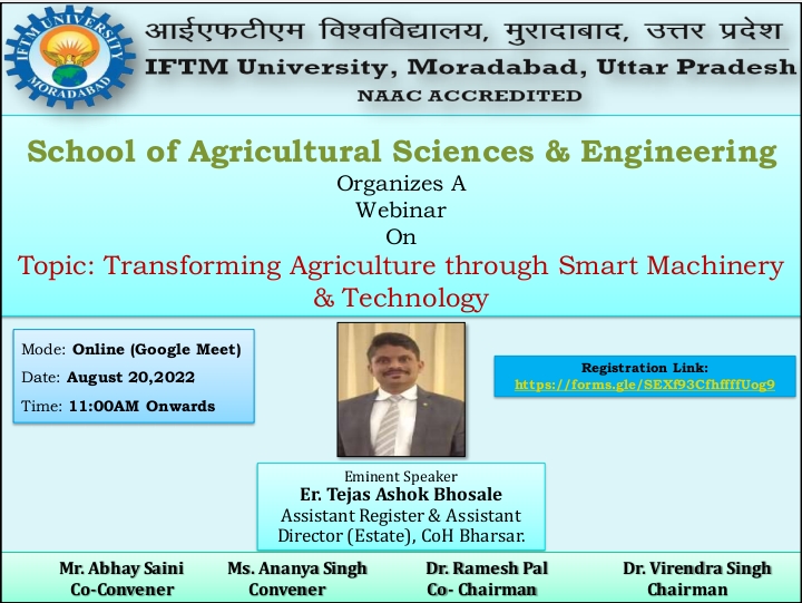 Webinar on Transforming agriculture through Smart Machinery & Technology