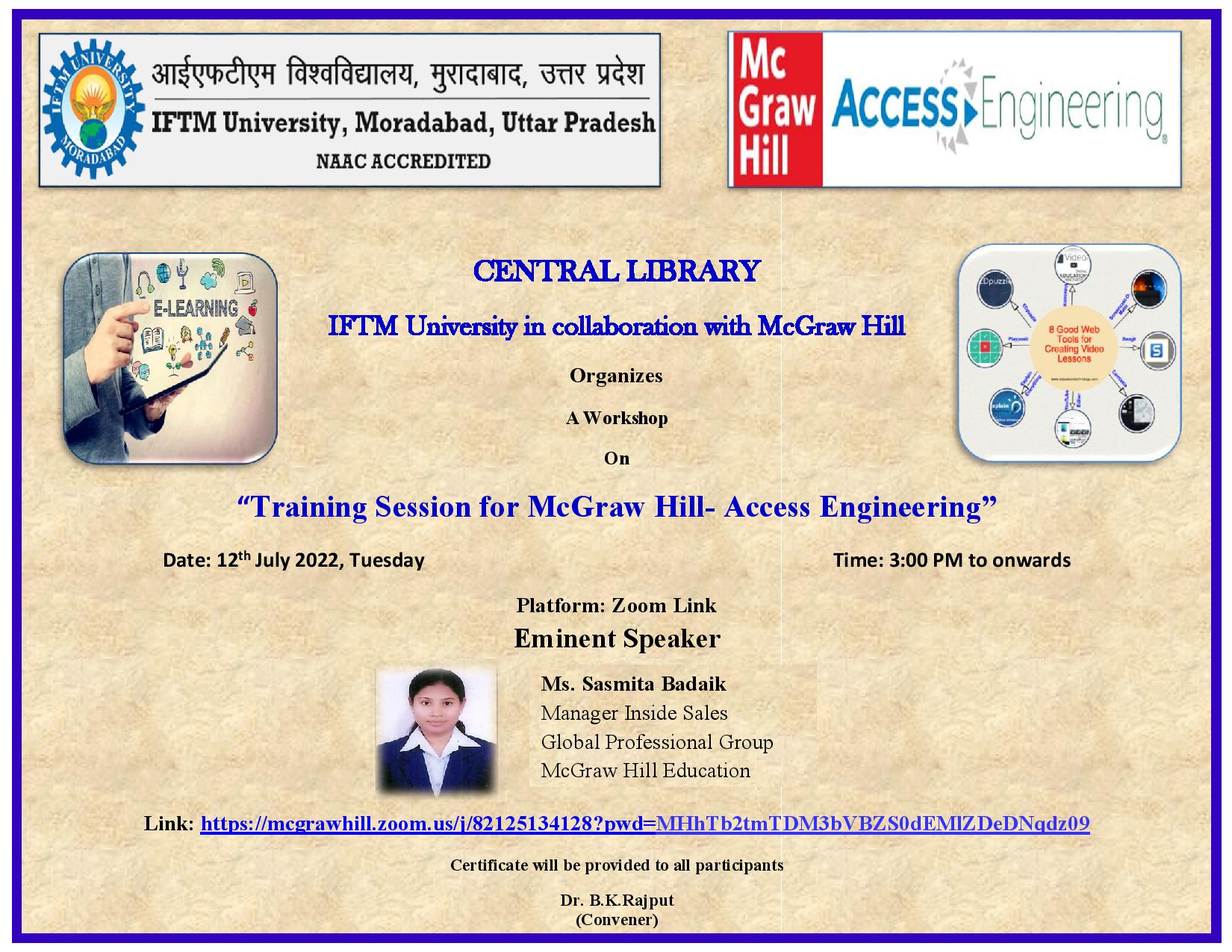 Workshop on Training Session for McGraw Hill- Access Engineering